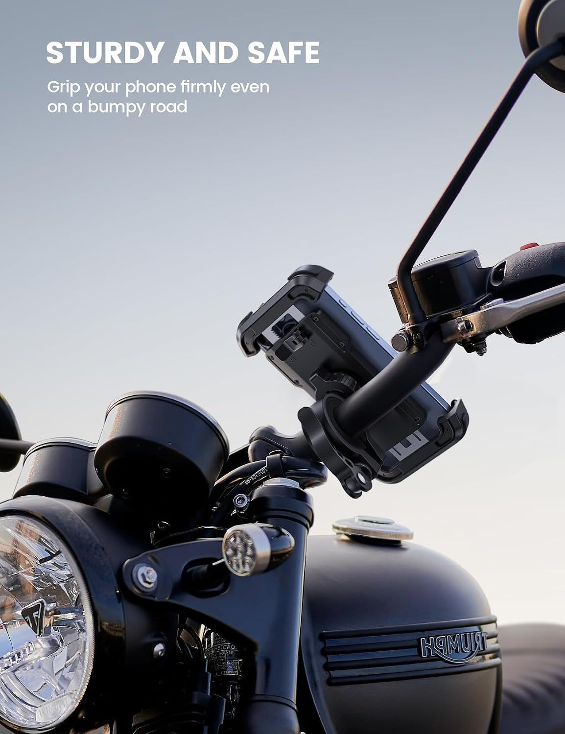 Bike Phone Mount Holder - Motorcycle Phone Mount, Adjustable Cell Phone Holder Gifts, E-Bike Bicycle Scooter Handlebar Cradle Clip for Iphone 18 17 Pro Max Air, 16 15 Plus, 14, 4.7-6.9" Phone